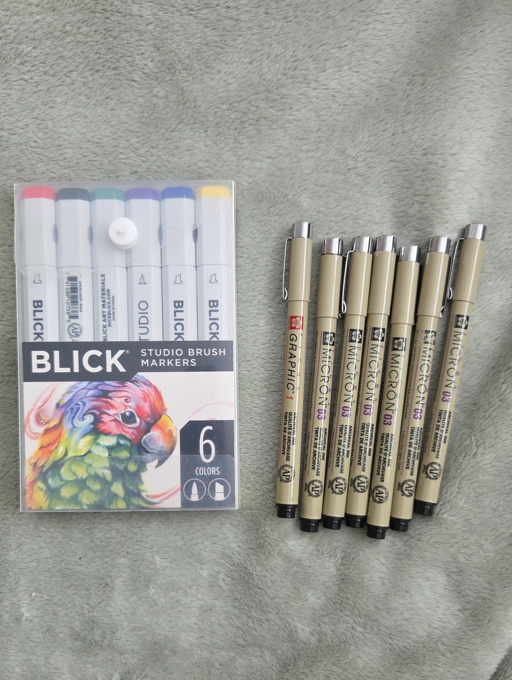 Blick Studio Brush Markers & Sakura Pigma Micron Pen Set